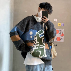 Voguable Men's Sweater Korean personality pullover top goth oversized Harajuku all-match kawaii bottoming female wool sweater couple wear voguable