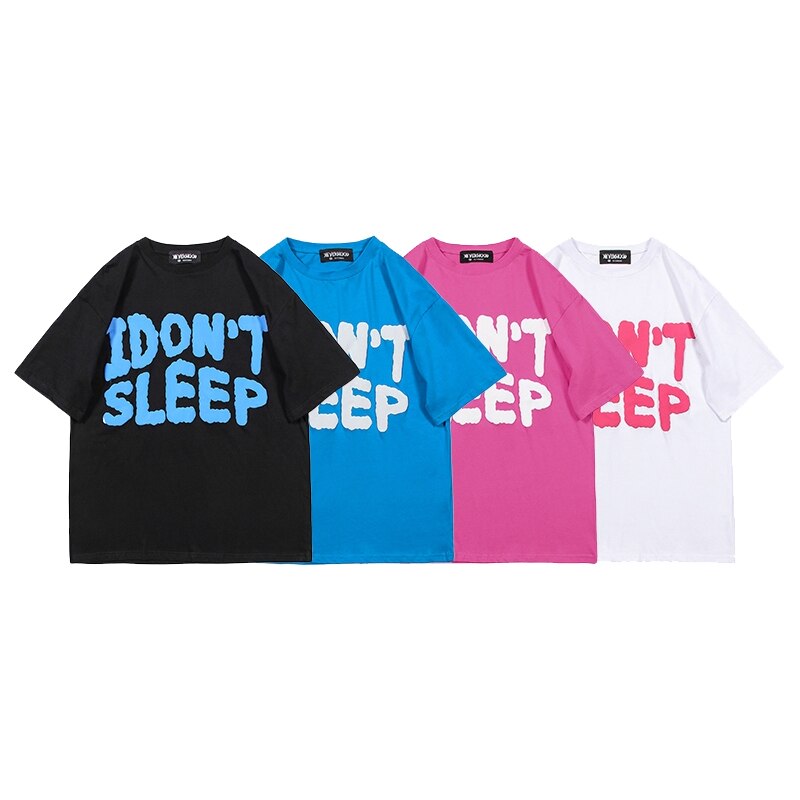 Voguable Men Streetwear Harajuku Hip Hop Letter Foaming Printing T Shirt Summer Short Sleeve 100% Cotton Casual T Shirts Couples Tops Tee voguable