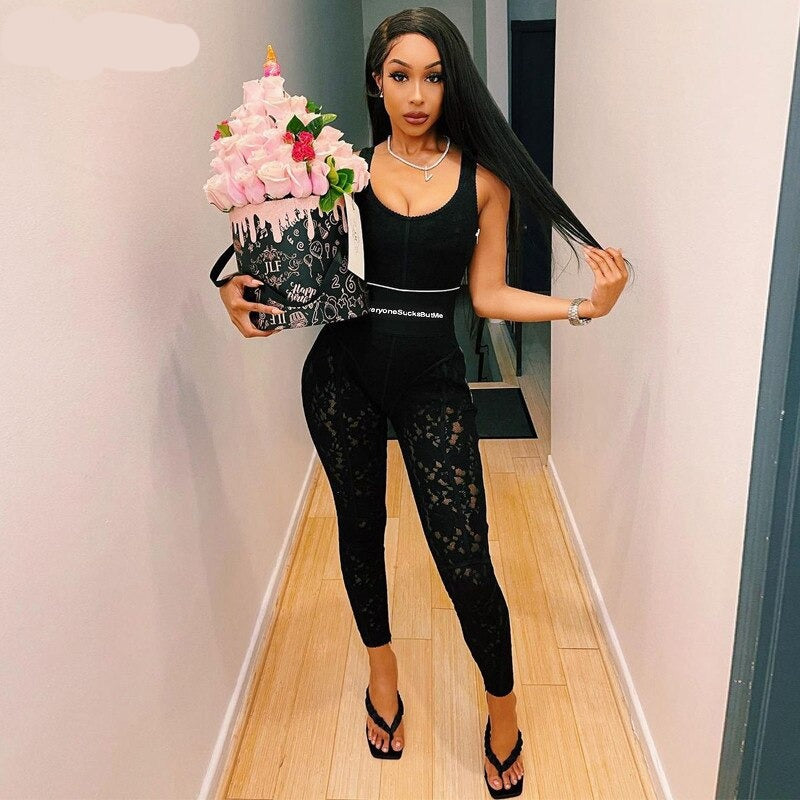 Voguable 2022 High Waist See-Through Zip Up Bodycon Pencil Pants Summer Women Fashion Streetwear Casual Trousers Club Y2K voguable
