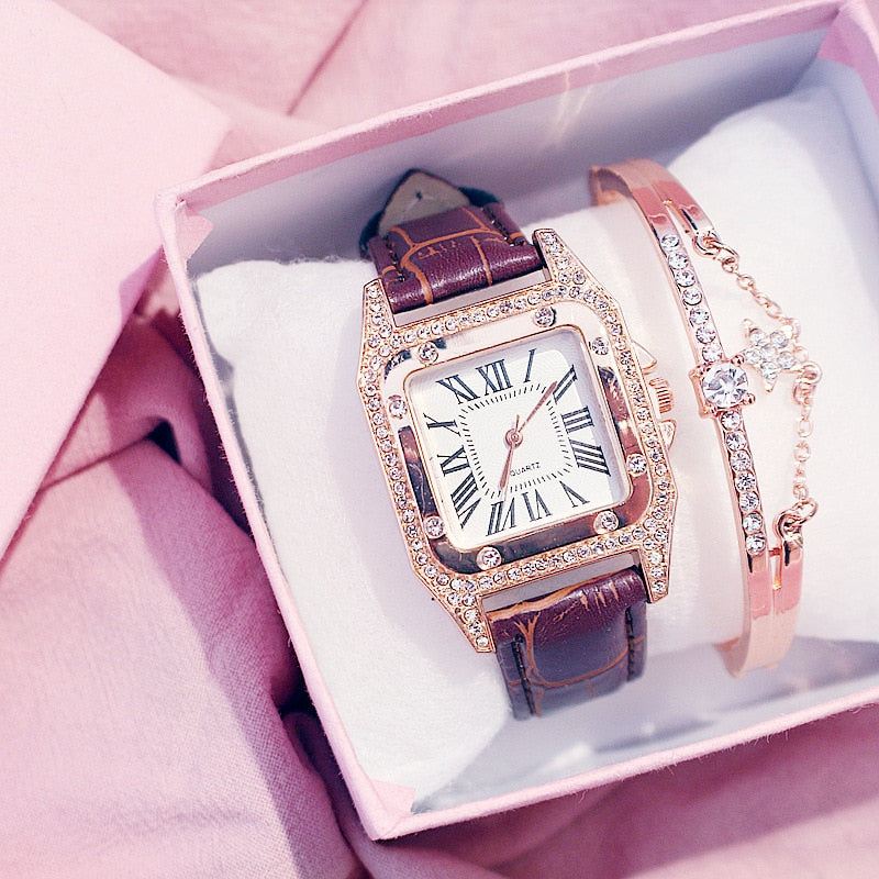 Voguable   2022 Women Watches Bracelet set Starry Sky Ladies Bracelet Watch Casual Leather Quartz Wristwatch Clock Relogio Feminino voguable