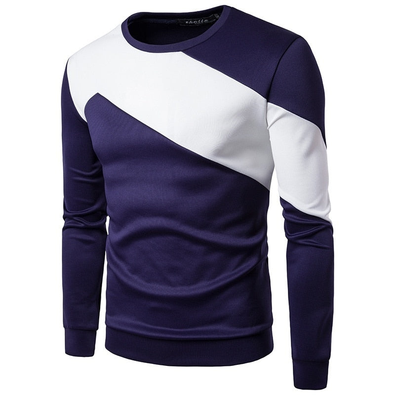 Voguable Men's Long Sleeved T-shirt Sweater Stitching Loose Sweatshirts voguable