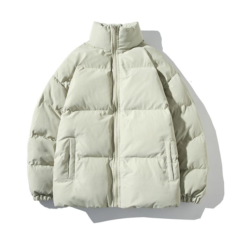 Voguable Big Size Thicken Men Warm Parkas Solid Color Stand Collar Fashion Male Winter Coat Cotton Padded Jacket Harajuku Clothing voguable