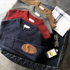 Voguable Vintage Knitted Sweater Men Red Blue Grandpa Sweater Male Winter Retro Clothes Patchwork Japanese Streetwear Warm Autumn voguable