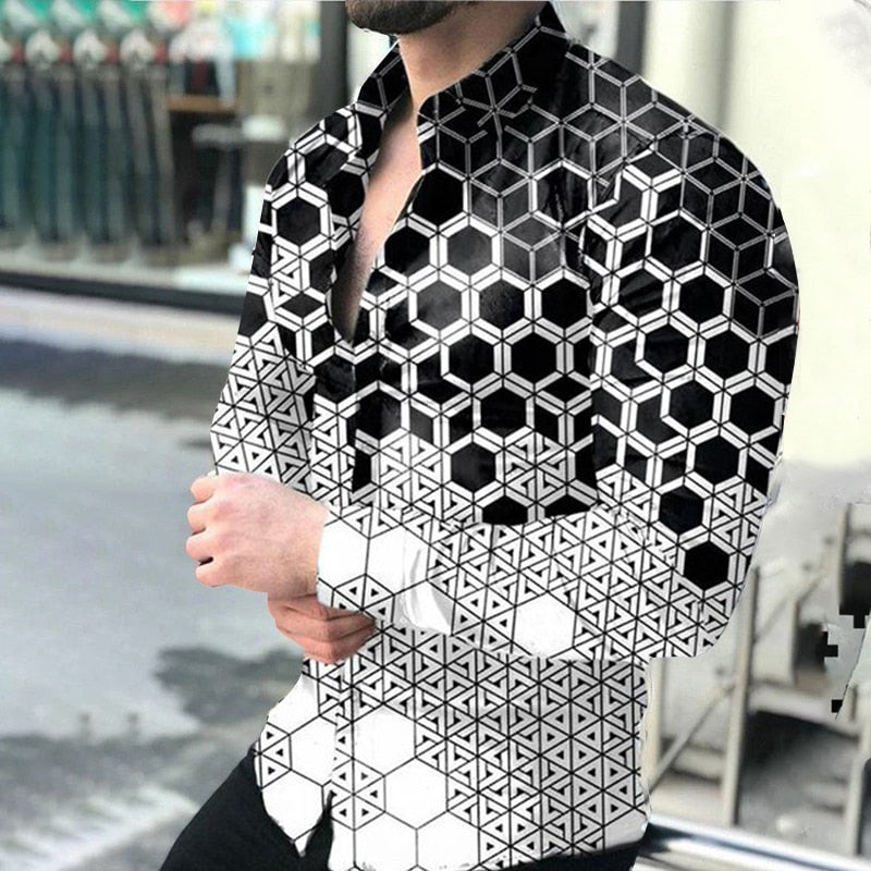 Voguable Men 2022 Spring New Skull Print Shirt Men Fashion Trend Personality Casual Rhinestones Slim Long Sleeve Dress Shirt Men voguable