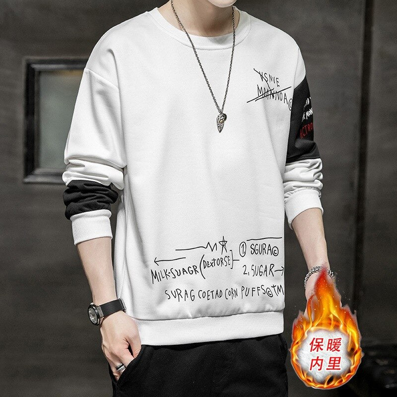 Voguable Oversized Hoodie White Crewneck Hooded Sweatshirt for Men Harajuku Hoodies Men Plus Velvet Autumn Korean Streetwear voguable