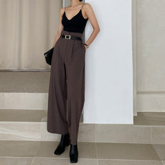 Office Lady Blazer Suits Vintage Two Piece Set Women Long Sleeve Short Blazer + High Waist Wide Leg Long Pants 2 Piece Outfits voguable