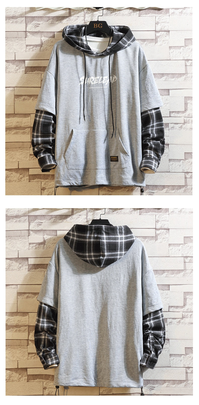 Voguable 2022 Autumn Spring Black Patchwork Hoodies MEN'S Sweatshirts Hiphop Punk Streetwear Casual Pullover voguable