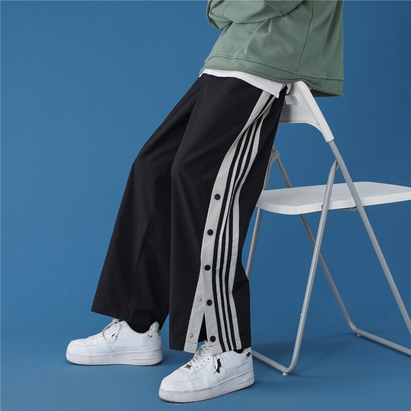 Voguable Fashion Streetwear Joggers Men Sweatpants Breasted Korean High Street Straight Trousers Plus Size Loose Couple Casual Pants voguable