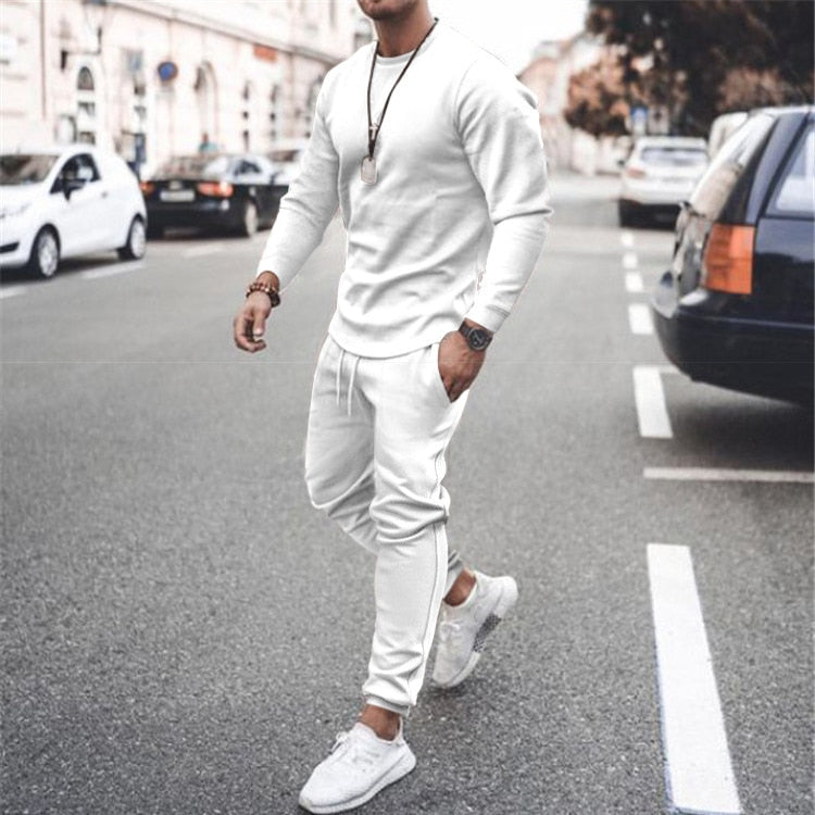 Voguable Sets Tracksuit Men Autumn Winter Sets 2 Piece Long Sleeved Sportswear Pullover Tracksuit Men Casual Jogger Sweat Suits voguable