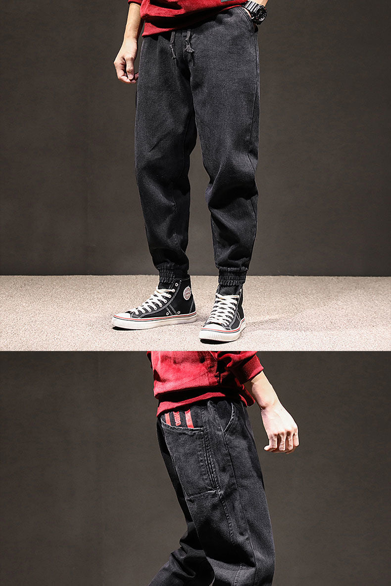 Voguable Hip Hop Streetwear Harem Jeans Pants Men Loose Joggers Denim Casual Sweatpants Korea Ankle length Trousers voguable