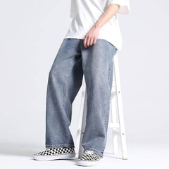 Voguable Men's and women's jeans American loose denim daddy pants men's oversize straight wide-leg mopping wash jeans trend streetwear voguable