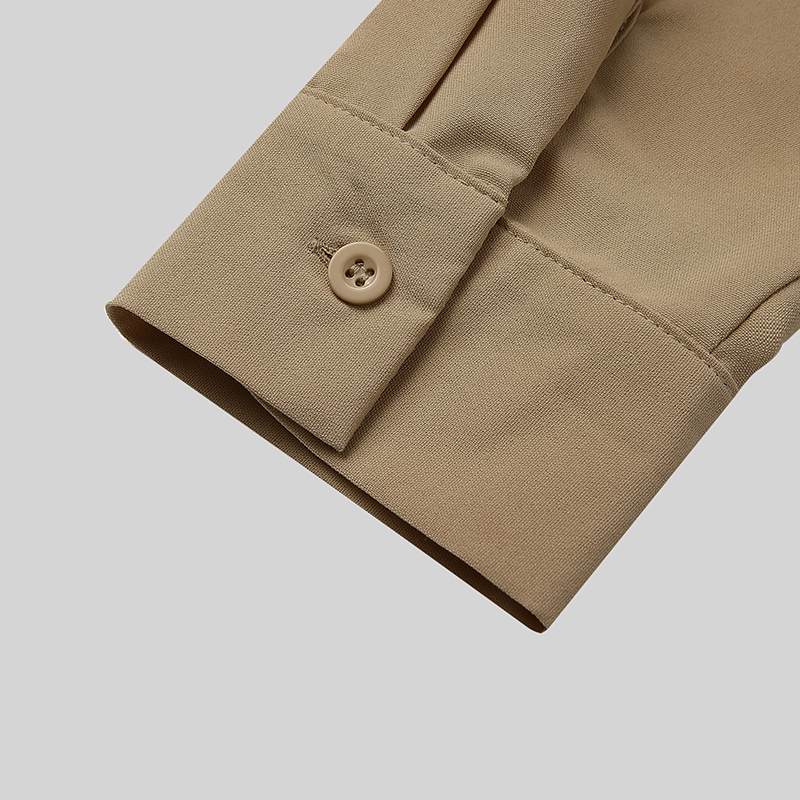 Voguable Fashion Men Brand Shirt Solid Long Sleeve V Neck Chic Button Casual Blouse 2021 Streetwear Korean Style Shirts Camisas voguable