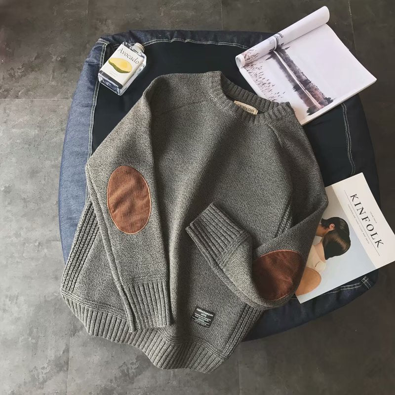 Voguable Vintage Knitted Sweater Men Red Blue Grandpa Sweater Male Winter Retro Clothes Patchwork Japanese Streetwear Warm Autumn voguable