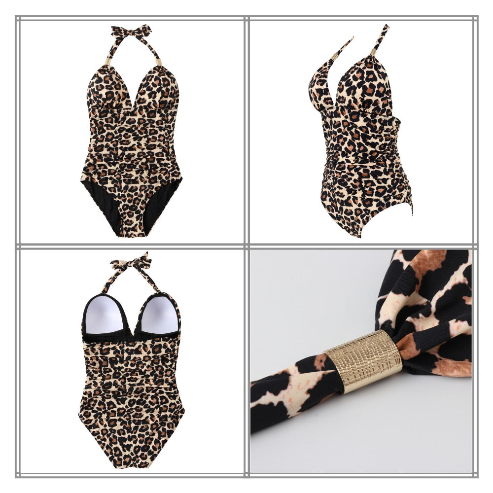 Voguable One Piece Swimsuit Women Solid Bathing Suit Halter Bodysuit Push Up Swimsuit Monokini Beachwear Plus Size Swimwear Tankini 2022 voguable