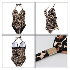 Voguable One Piece Swimsuit Women Solid Bathing Suit Halter Bodysuit Push Up Swimsuit Monokini Beachwear Plus Size Swimwear Tankini 2022 voguable