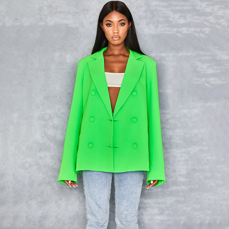 Voguable  long sleeve pure oversize coat blazer autumn winter women streetwear outfits windbreaker female tops voguable