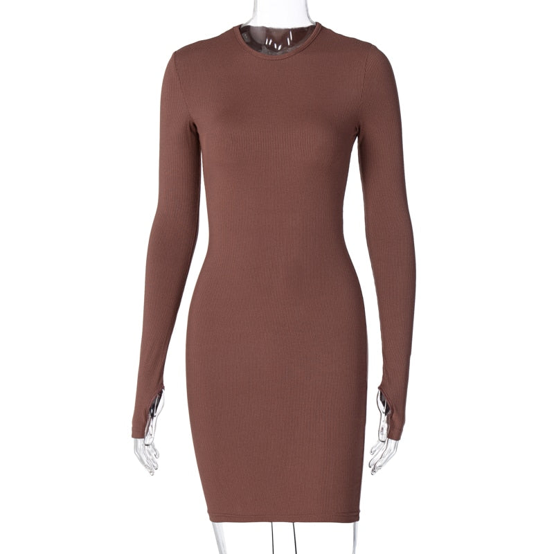 Voguable   2022 Long Sleeve Bodycon Sexy Mini Dress Autumn Winter Women Fashion Streetwear Outfits Party Club Wear voguable