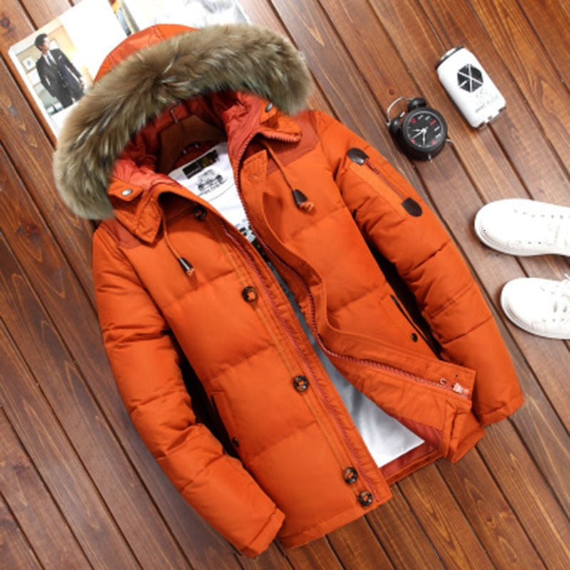 Voguable Best Winter Jacket Men White Duck Down Parkas Men's Thick Warm Snow Hooded Parka Jacket Overcoat Windbreaker doudoune homme voguable