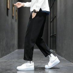Voguable  Autumn Winter Woolen Men's Harem Pants 2022 Harajuku Thicken Man Casual Straight Pants  Elastic Waist Male Trousers voguable