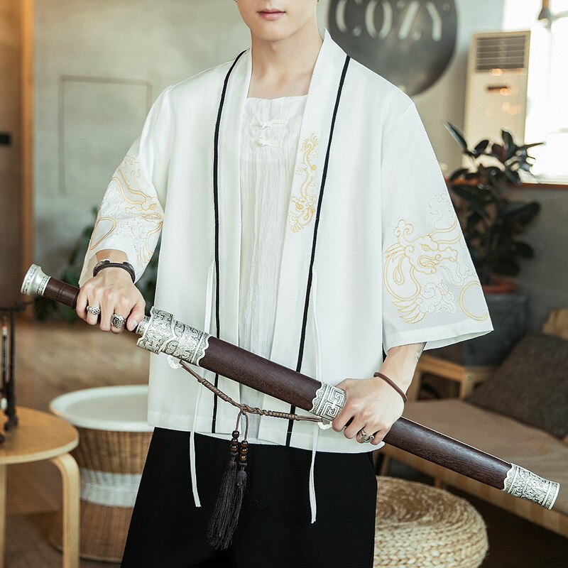 Voguable Kimono Cardigan Men Japanese Kimono Traditional Beach Thin Asian Clothes Yukata Male Fashion Casual Cardigan Shirt Japan Kimonos voguable