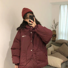 Voguable Two-sided cotton-padded jacket 2021 women winter clothing oversize Hong Kong style Korean simple bread clothes keep warm coats voguable