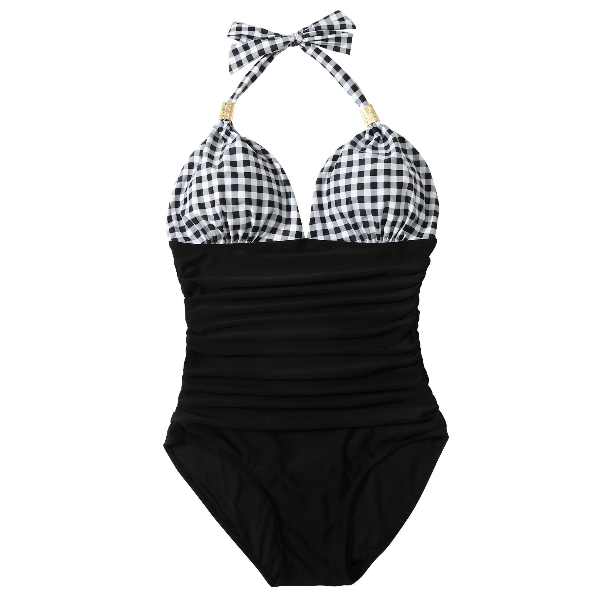 Voguable One Piece Swimsuit Women Solid Bathing Suit Halter Bodysuit Push Up Swimsuit Monokini Beachwear Plus Size Swimwear Tankini 2022 voguable