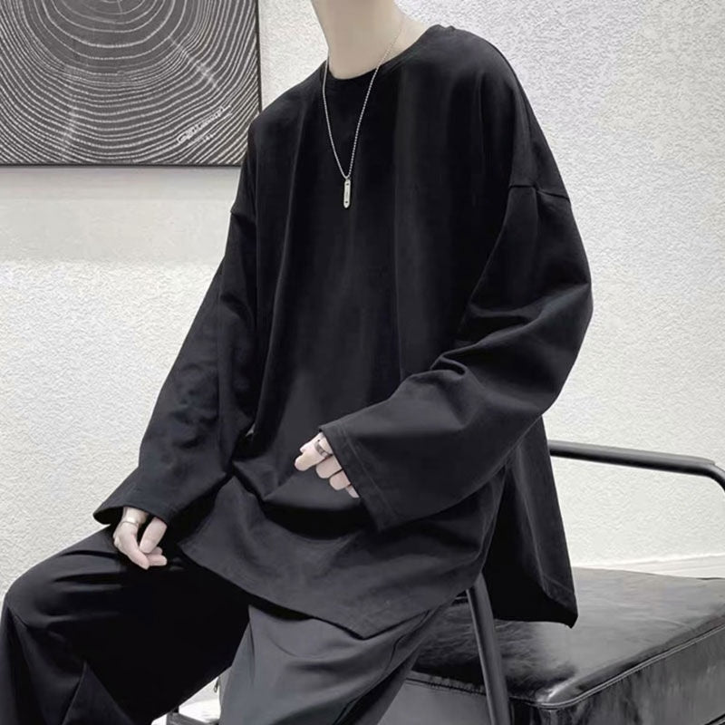Voguable  Spring Autumn Thin Plain Simple Base T-Shirt Oversize  Loose Style Harajuku Casual Long Sleeve Clothes Funny Couple Streetwear voguable