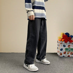 Voguable Korean Fashion Men Wide Leg Jeans 2021 Autumn New Streetwear Straight Baggy Denim Pants Male Brand Trousers voguable