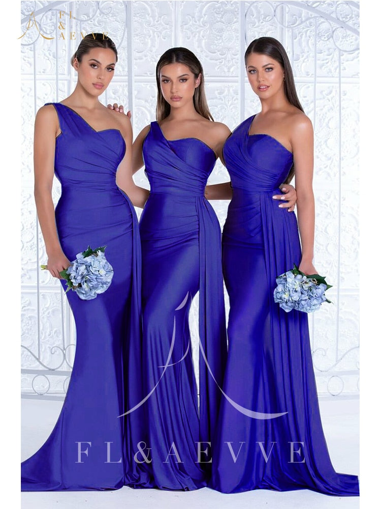 Mermaid Dress Bridesmaid Dresses One Shoulder Dresses for Women 2022 Elegant Wedding Elastic Satin Party Bridesmaids Woman Gowns voguable