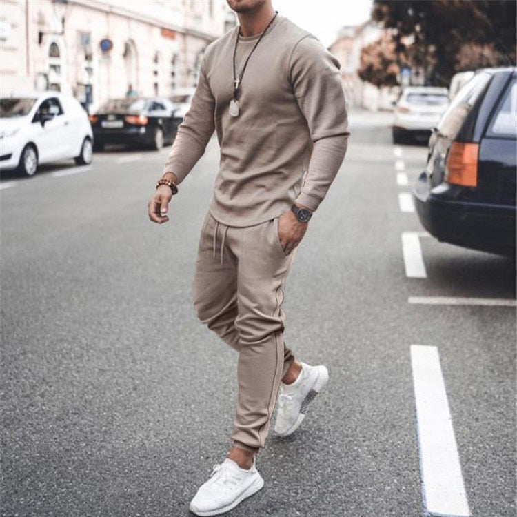 Voguable Sets Tracksuit Men Autumn Winter Sets 2 Piece Long Sleeved Sportswear Pullover Tracksuit Men Casual Jogger Sweat Suits voguable