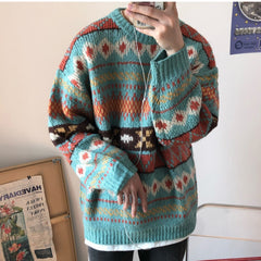 Voguable  New Sweater Men Winter Clothes Thicker Korean Warm Streetwear Mens Sweaters and Pullovers Harajuku Printed voguable