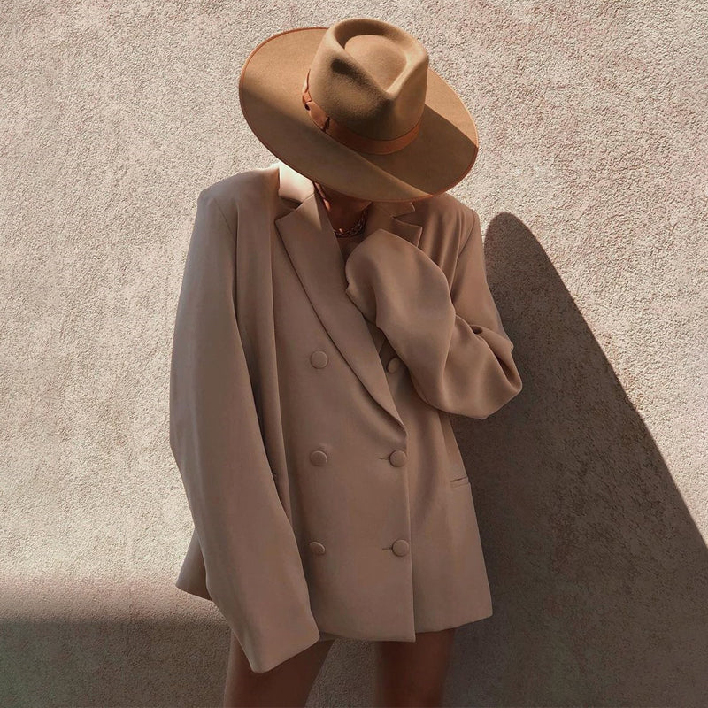 Voguable  long sleeve pure oversize coat blazer autumn winter women streetwear outfits windbreaker female tops voguable