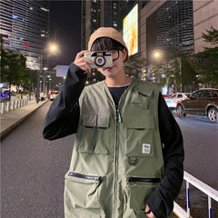 Vests Men Multi-pockets Chic Plus Size 3XL Tactic Teens Japanese Style Plus Velvet Chic Fashion Streetwear Jackets Hip-hop Coat voguable