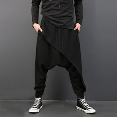 INCERUN 2022 Men Harem Pants Elastic Waist Streetwear Drop-crotch Trousers Men Baggy Fashion Punk Style Joggers Casual Pants 5XL voguable
