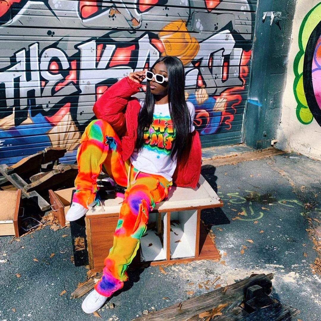 Multi Pocket Drawstring Stacked Sweatpants Street Style Tie Dye Cargo Pants Y2k Clothes Women 2021 Trousers voguable