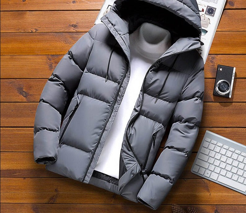 Voguable Quality Mens Parka Winter Jacket Men New Cotton Padded Puffer Jackets Men Fashion Top Zipper Up Solid Color Outerwear Coats voguable