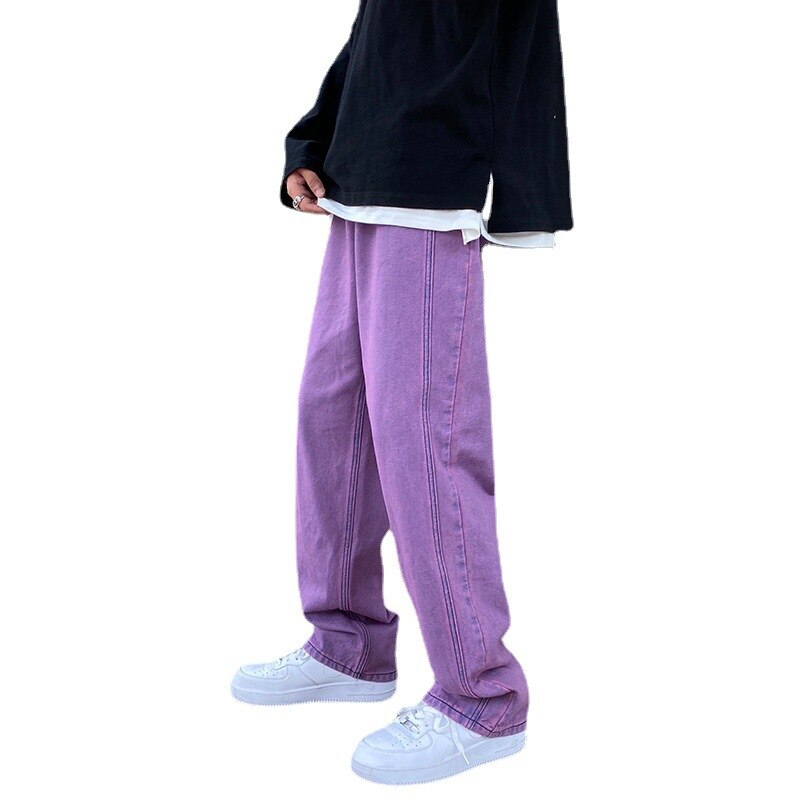 Voguable Men Korean Fashions Purple Jeans Pants Japanese Streetwear Denim Baggy Wide Leg Loose Trousers Plus Size 3XL voguable