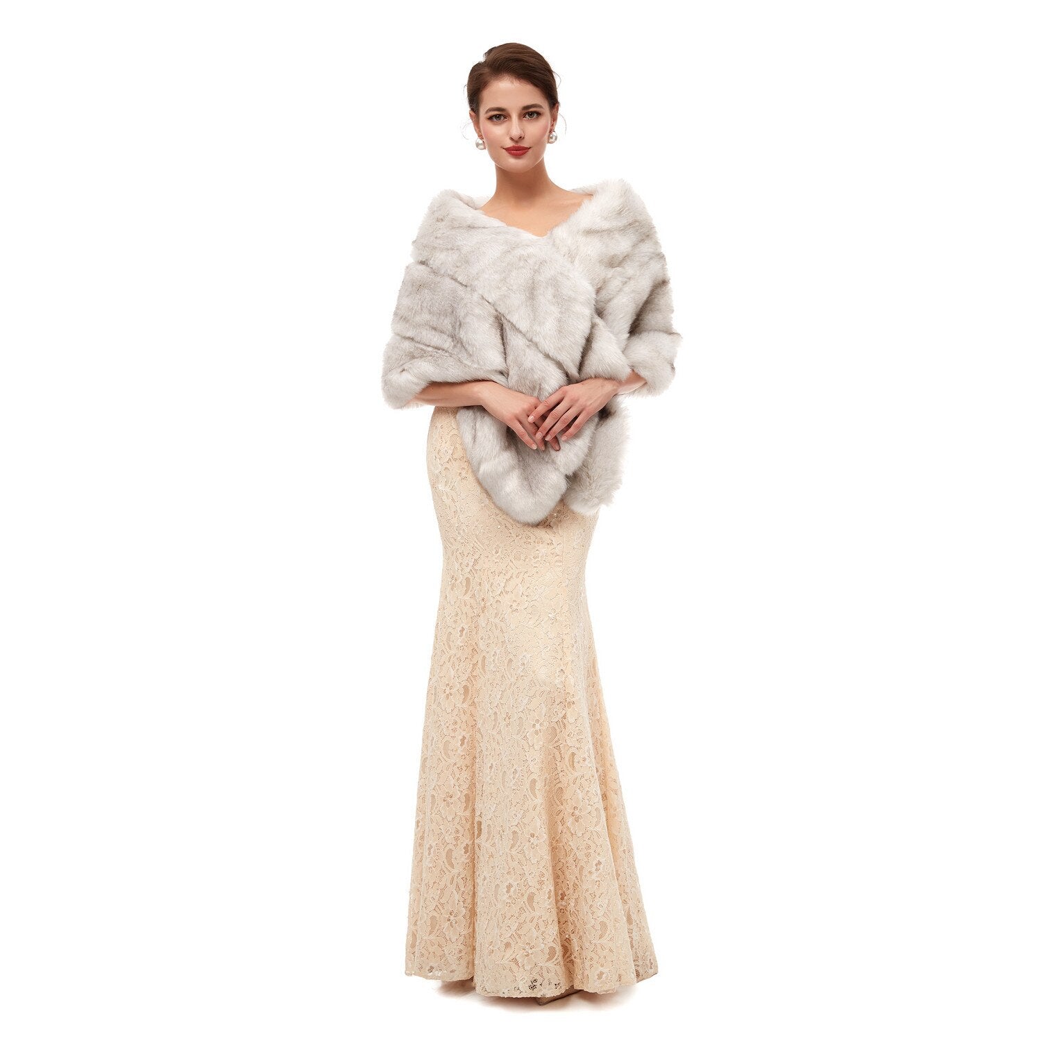 Wedding Bolero Winter Bridal Shrug Faux Fur Shawls Women Wraps Jacket Party Coat Shawl White Cape Faux Fur Coat Fur Robe voguable