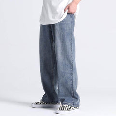 Voguable Men's and women's jeans American loose denim daddy pants men's oversize straight wide-leg mopping wash jeans trend streetwear voguable