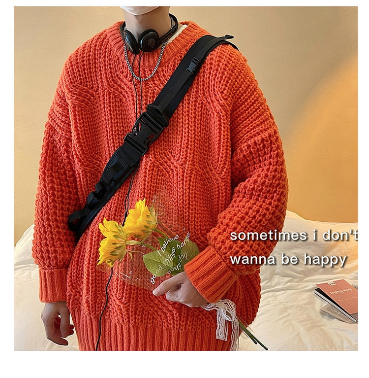 Winter Thick Sweater Men Warm Fashion 4 Colors Casual Knit Pullover Men Korean Loose Long Sleeve Sweater Mens Jumper Clothes voguable