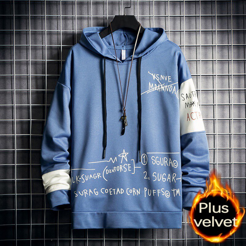 Voguable Oversized Hoodie White Crewneck Hooded Sweatshirt for Men Harajuku Hoodies Men Plus Velvet Autumn Korean Streetwear voguable