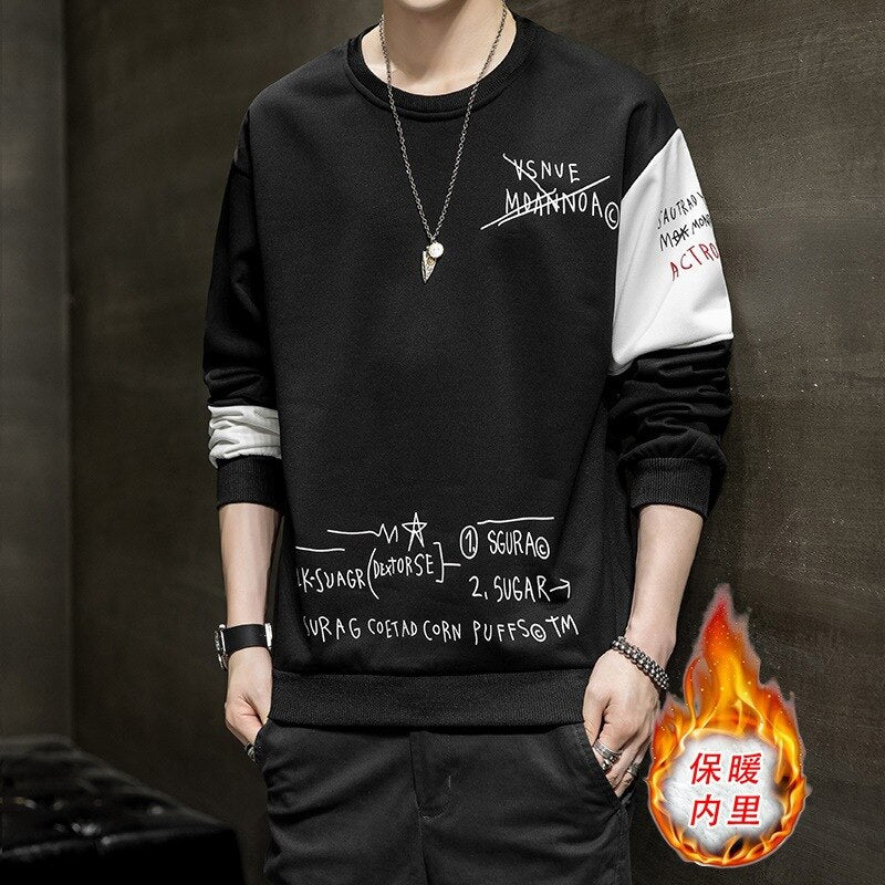 Voguable Oversized Hoodie White Crewneck Hooded Sweatshirt for Men Harajuku Hoodies Men Plus Velvet Autumn Korean Streetwear voguable