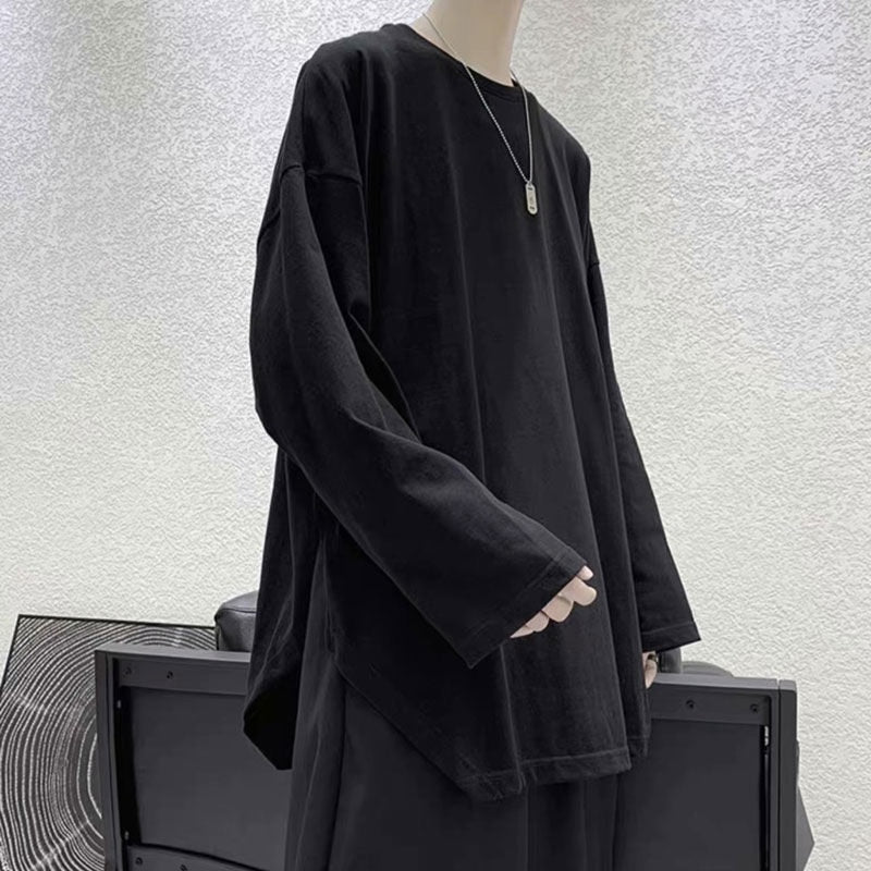 Voguable  Spring Autumn Thin Plain Simple Base T-Shirt Oversize  Loose Style Harajuku Casual Long Sleeve Clothes Funny Couple Streetwear voguable