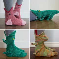 Voguable 1 Pair High-quality Cartoon Animal Shape Socks Cute Design Knit Crocodile Socks Winter Warm Indoor Floor Socks Gifts voguable
