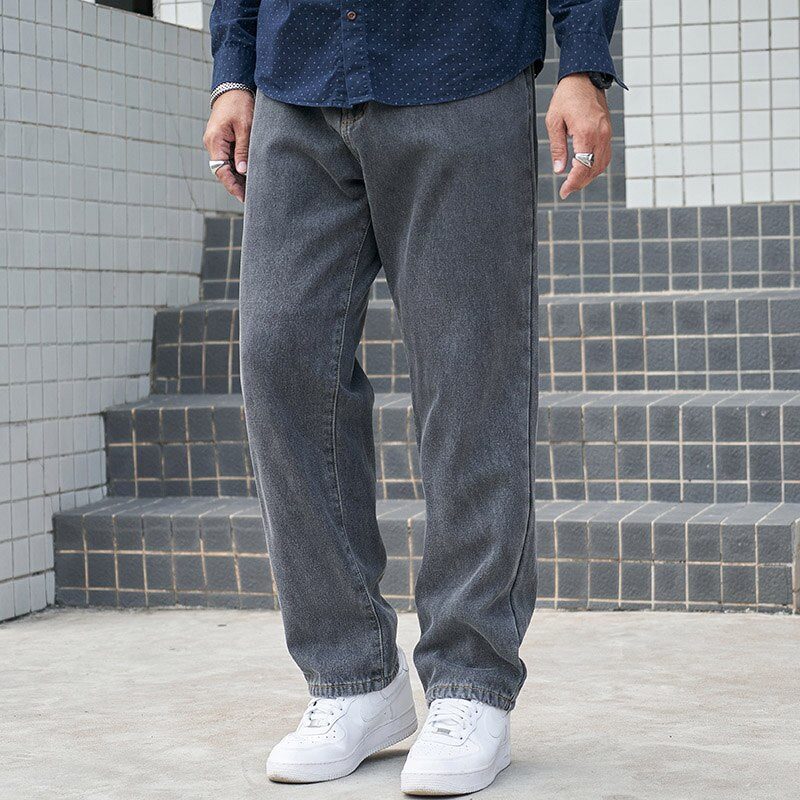 Voguable Baggy Pants Men Big Size Jeans Denim Loose Straight Long Trouser Man Style Street Outdoor Clothing 32-48 voguable