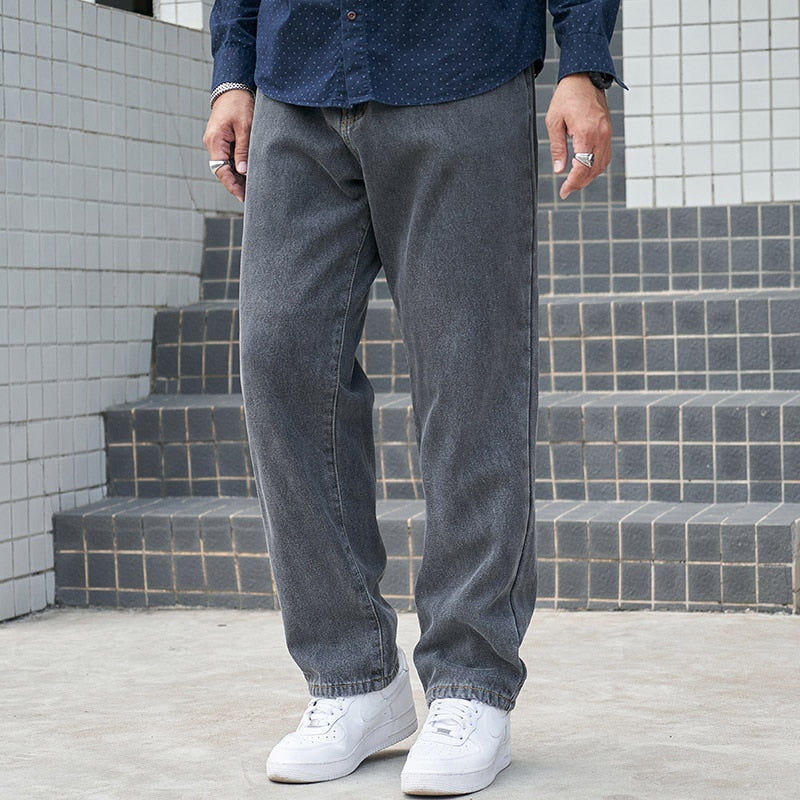 Voguable Baggy Pants Men Big Size Jeans Denim Loose Straight Long Trouser Man Style Street Outdoor Clothing 32-48 voguable