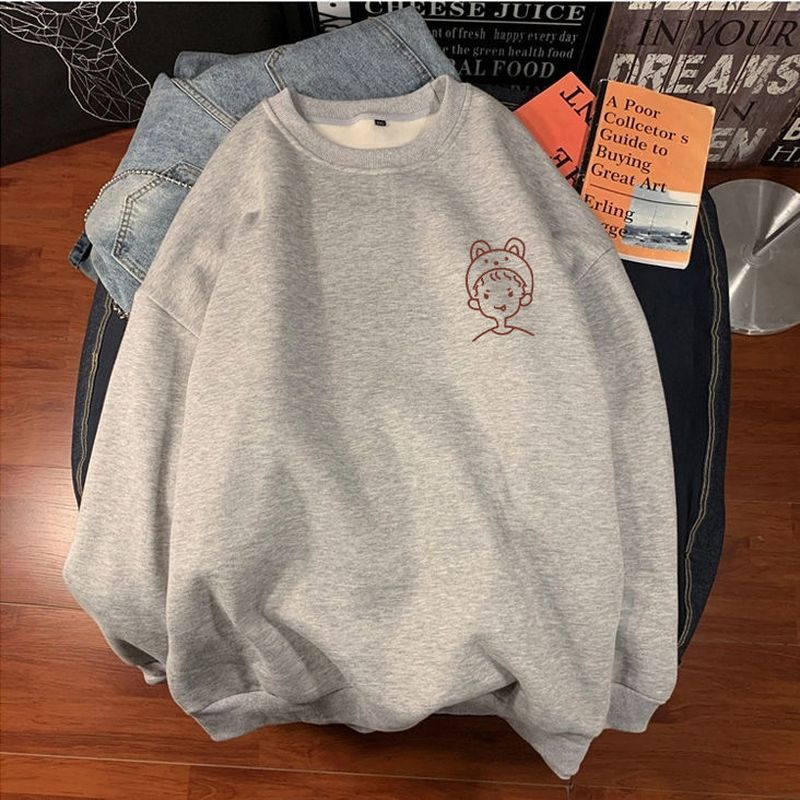 Voguable  Spring  Autumn Long Sleeves T-Shirt for Men Korean Kawaii Bear Print Women Tops Couples Velvet Sweatshirt Unisex Clothes voguable