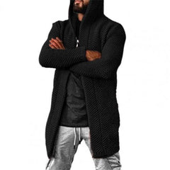 voguable Long Sleeve Cardigan Men Sweater Autumn Winter Solid Color Thicken Warm Men Knitted Cardigan Outerwear voguable