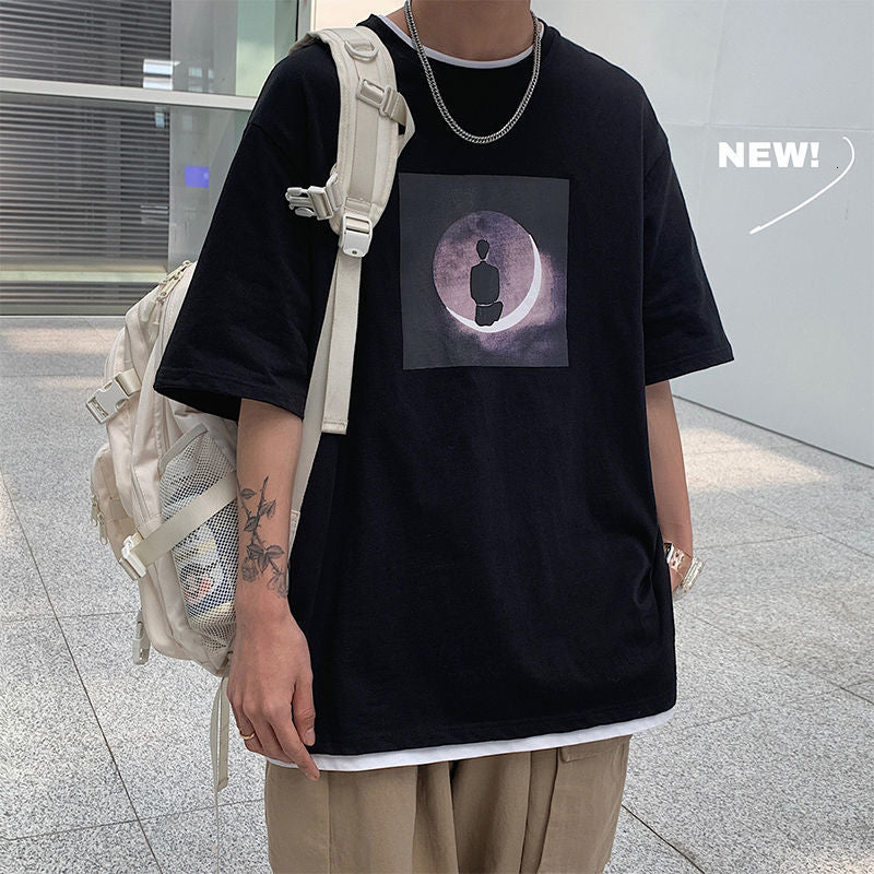 Voguable  Lonely Boy Graphic Men's Tshirt Short Sleeve T-shirt Fashion Casual Oversize T Shirt Cotton Male Korean Men's Clothing voguable