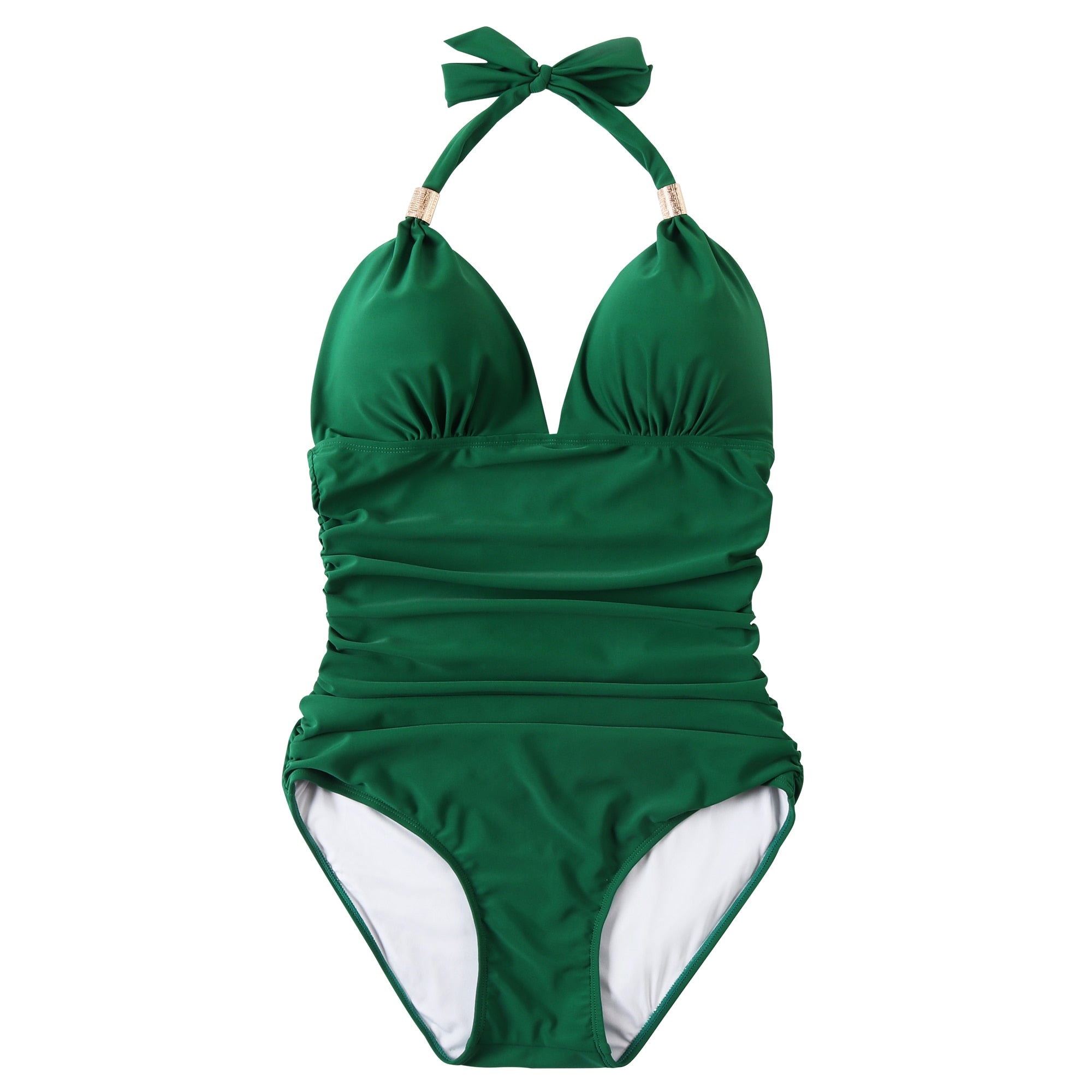 Voguable One Piece Swimsuit Women Solid Bathing Suit Halter Bodysuit Push Up Swimsuit Monokini Beachwear Plus Size Swimwear Tankini 2022 voguable